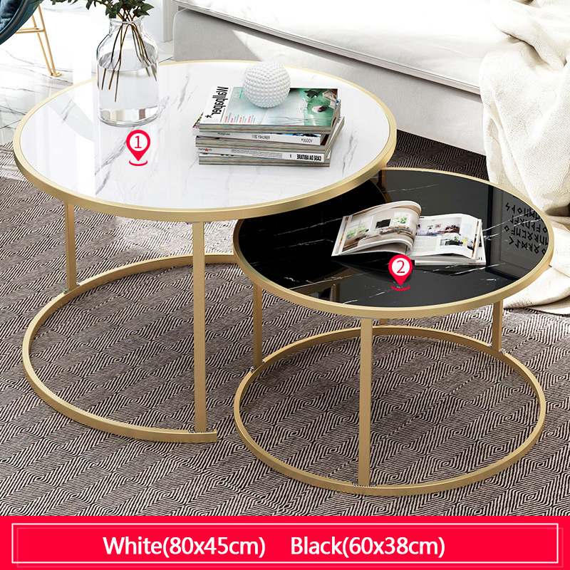 Round Wooden Tea Table With Marble Finish Top Choose From 2 Sizes 2 Colours Black White Your Online Shopping Pitstop