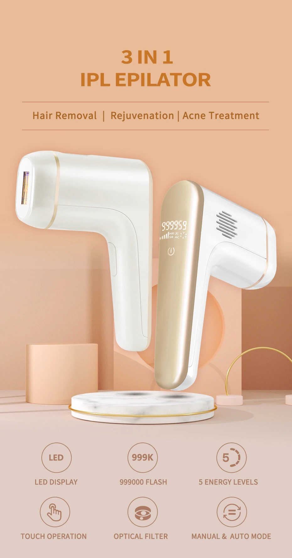Laser hair removal and acne treatment machine